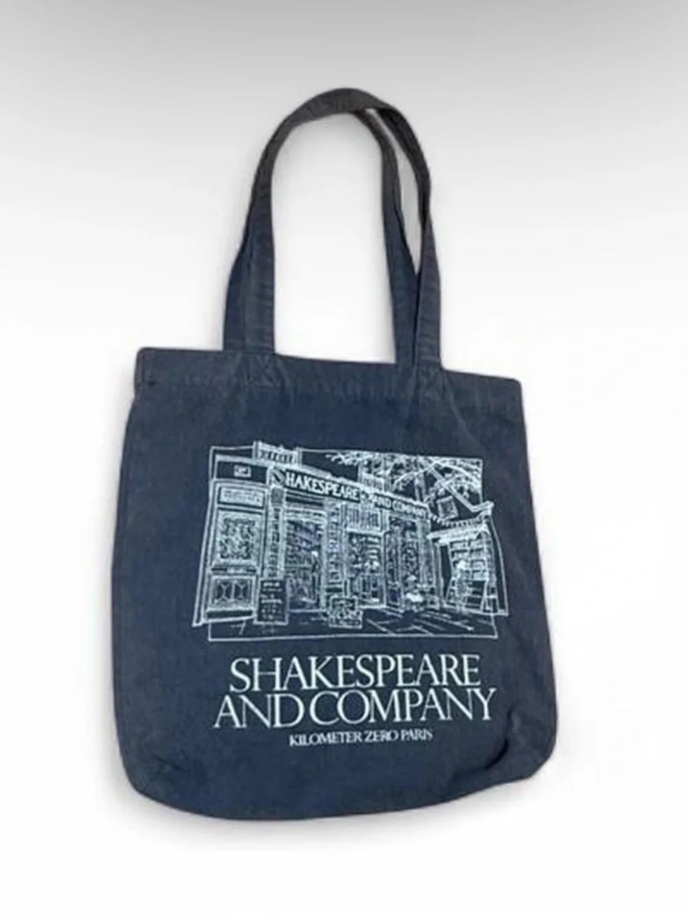 Shakespeare and Company tote bag bookstore graphic kilometer zero Paris cotton